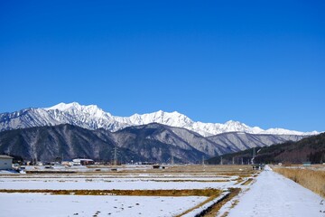 北アルプスの冬景色