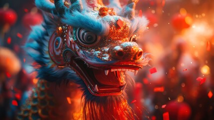 Dragon dance, festival, close-up, celebration, lanterns, China