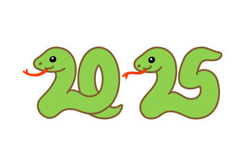 西暦2025年の巳年の蛇のカラーイラスト