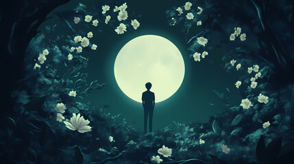 A conceptual image illustrating resilience and strength against mental health challenges. Moonpetal. Illustration