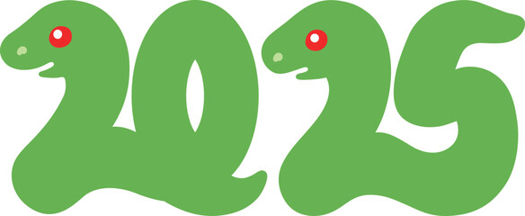 Obraz premium 西暦2025年の巳年の蛇のカラーイラスト
