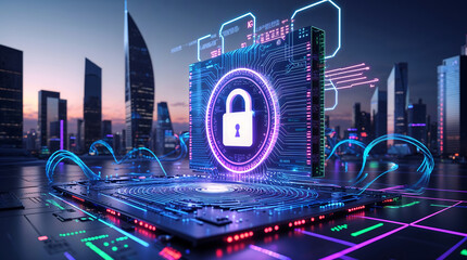 Cybersecurity network technology security lock with digital protection system