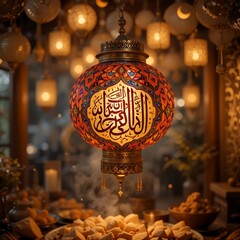 Arabic lanterns inscribed with Arabic calligraphy 