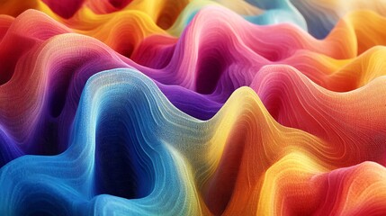 Obraz premium A vibrant wave of colorful, flowing patterns resembling abstract fabric or digital art.