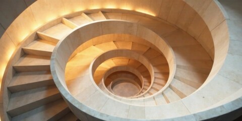 Fototapeta premium Illuminated Spiral Staircase Ascending to an Unknown Destination A Study in Architectural Design and Light