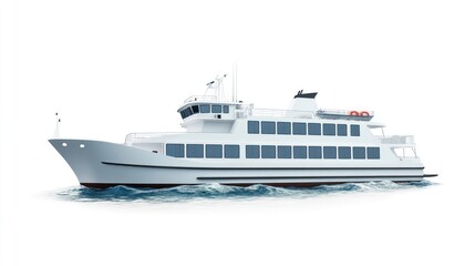 Real modern ferry boat yacht white transportation.