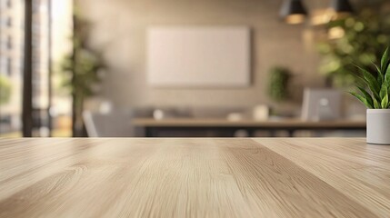 Fototapeta premium Modern Workplace Conference Room with Blurred Background Element