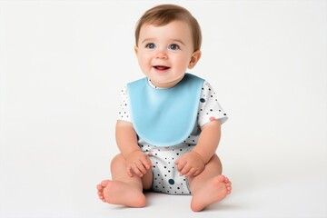 Cute baby with blue bib