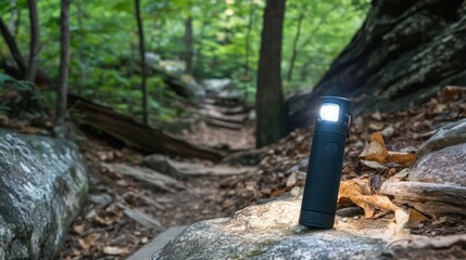 Illuminating the Trail: A Rechargeable Flashlight on a Forest Path