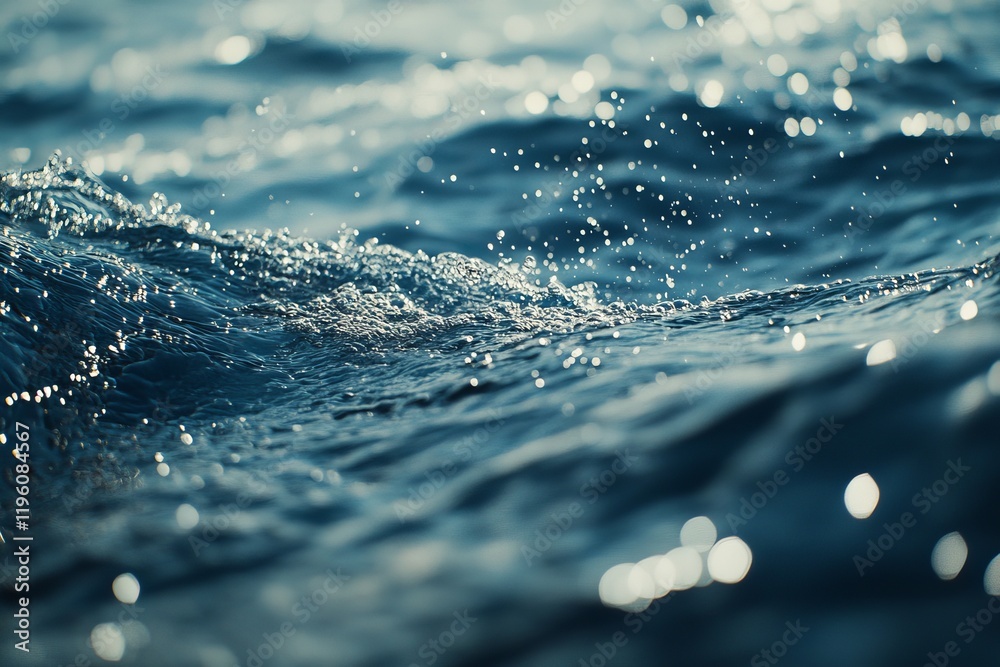 Poster close-up of ocean waves with sparkling water.