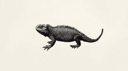 Obraz premium A grayscale illustration of a lizard.