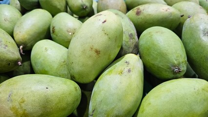 Close-up of green mangoes, raw, mango