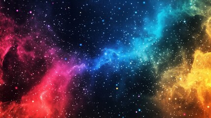 Fototapeta premium A colorful galaxy with a rainbow of colors and a lot of stars. The stars are scattered throughout the galaxy, with some closer together and others further apart. The galaxy appears to be very vast