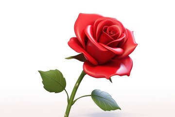 Naklejka premium Red rose flower plant white background.