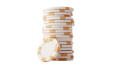 Stack of casino chips with orange and white design, symbolizing gambling excitement