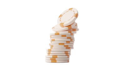 Stacked poker chips in vertical arrangement, showcasing classic casino feel