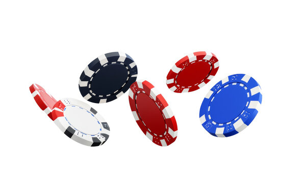 Colorful poker chips scattered on transparency background, ideal for gaming