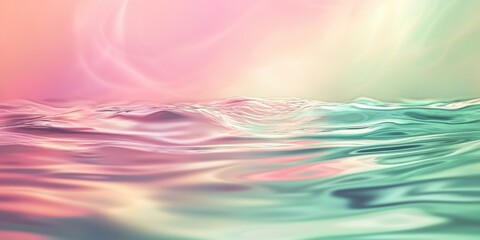 wave pastel pink and green water background with reflection