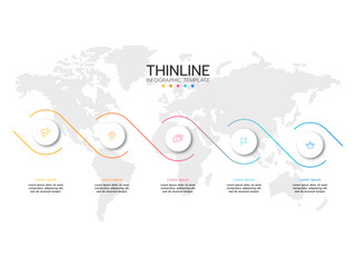 Infographic template. Concept of circular process graphics with 5 steps sequence design for presentations.