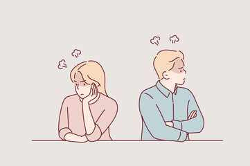 A couple angry at each other. Hand drawn style vector design illustrations.