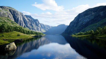 Fototapeta premium Tranquil Mountain Lake Reflection