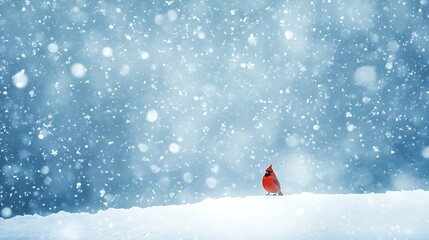 Solitary Cardinal in a Winter Wonderland