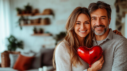 valentine's day couple with heart-shaped balloons
