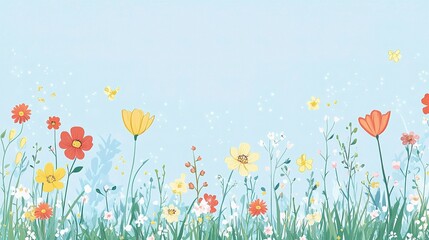 Naklejka premium Colorful Spring Flower Vector Illustration with Decorative Elements