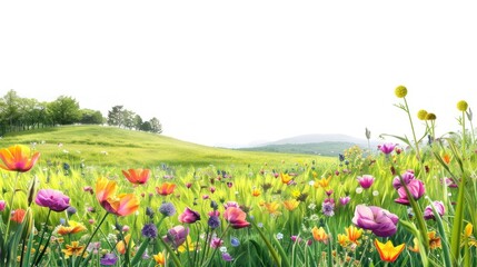 Obraz premium Hilly spring fields countryside asteraceae vegetation.