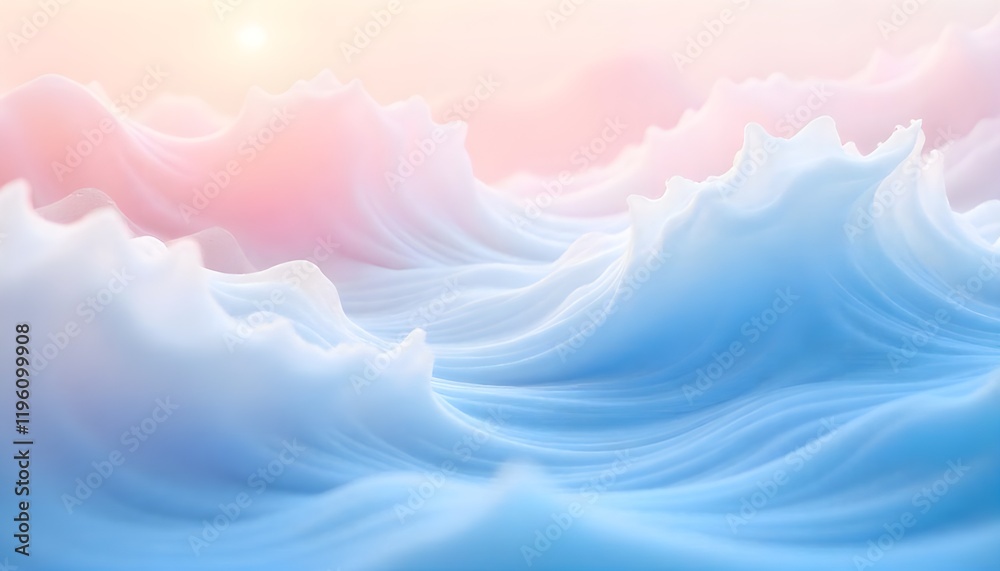 Aufkleber Ethereal abstract waves flowing gracefully in soft pastel colors, creating a serene and dreamlike visual with smooth, fluid motion