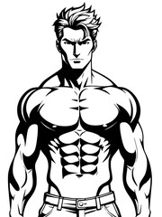 Fototapeta premium cartoon muscular man on white background