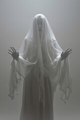 Ethereal ghostly figure in white