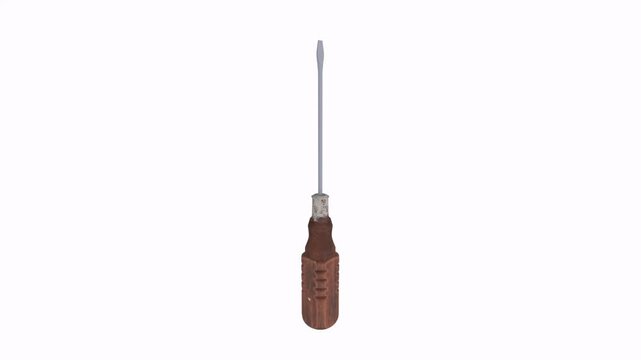 3D rendering of a detailed screwdriver with a realistic handle design