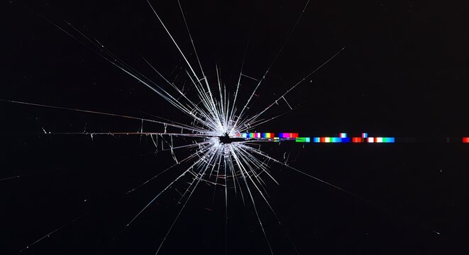 Display scratch. Monitor defect. Changing flickering broken pixels on modern TV surface. Deformation of broadcasting defocused glitch image from impact.