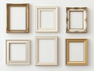 Collection of Empty Picture Frames on Wall