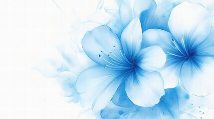 Obraz premium Soft Blue Watercolor Flower Illustration with Delicate Lines and Texture