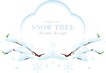 雪が積もる木の枝のフレームシリーズ-02｜冬の雪のベクターイラスト