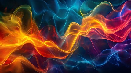 Fototapeta premium Abstract colorful waves of light creating a dynamic and vibrant visual effect.