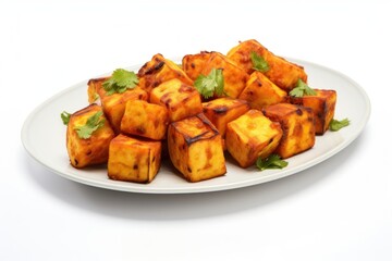 Paneer tikka plate vegetable food.