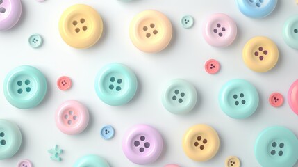 Pastel Buttons Background: A Delightful Array of Colorful Sewing Buttons
