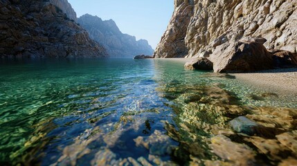 Naklejka premium Clear turquoise water beach cove