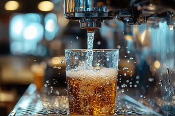 Soda fountain in a diner dispensing bubbly soda drinks, adding a vintage touch