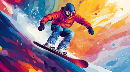 Snowboard man. generate ai. Windspire. Illustration