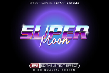 Editable 3d text effect super moon