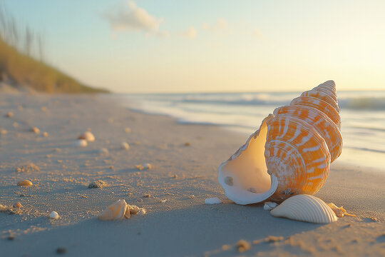 Shells on the Beach Collected into Amassed Pieces for Crafting and Decoration