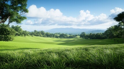 Serene Green Grassland Landscape