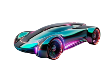 A Futuristic Car Isolated on Transparent Background