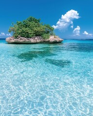 Naklejka premium Secluded Tropical Island Paradise with Crystal Clear Water