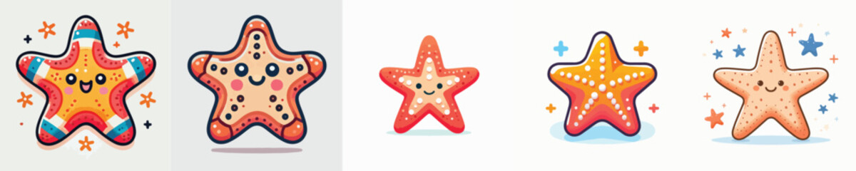 Very cute colorful starfish vector