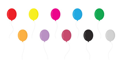 colorful balloons set isolated on white background. festive party element decoration